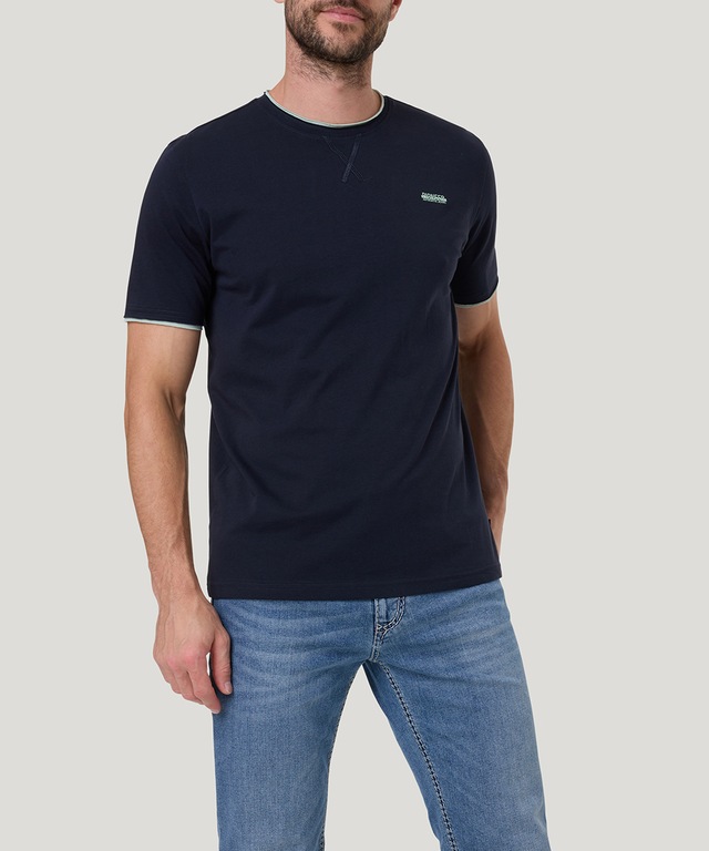 Pioneer Authentic Jeans T-Shirt mit kontrastfarbenen Details