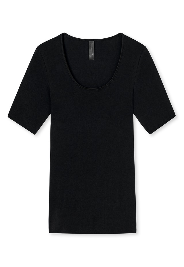 Schiesser Kurzarmshirt »Luxury« Rundhals-Ausschnitt, 1/2-Arm, Baumwolle, ohne störende Seitennähte