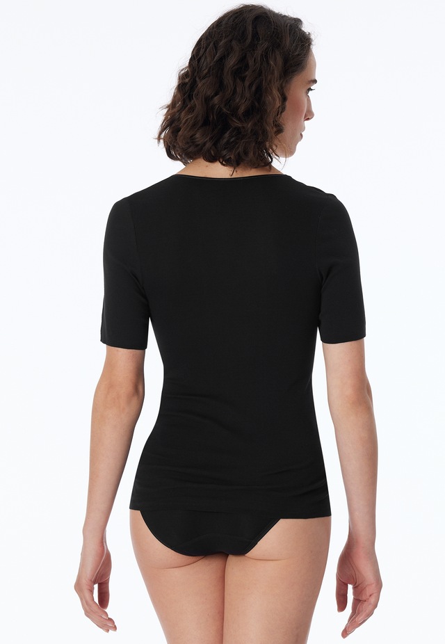 Schiesser Kurzarmshirt »Luxury« Rundhals-Ausschnitt, 1/2-Arm, Baumwolle, ohne störende Seitennähte