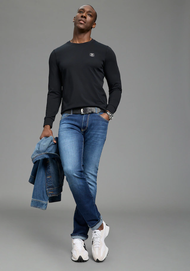 DELMAO Rundhalsshirt mit Markenlabel