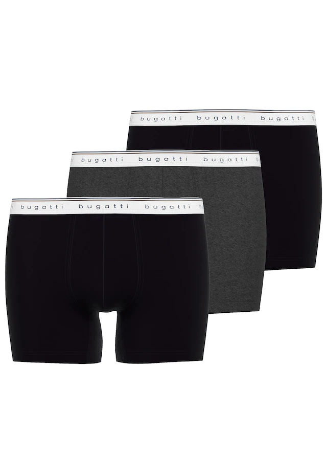 bugatti Boxershorts »Pisa« breiter Bund, mit Logo, atmungsaktiv, Baumwollmix, eng, basic