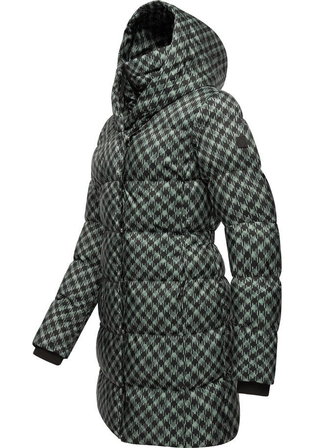 Ragwear Steppmantel »Niara Print« wasserdichter Mantel mit angesagtem Hahnentritt Muster