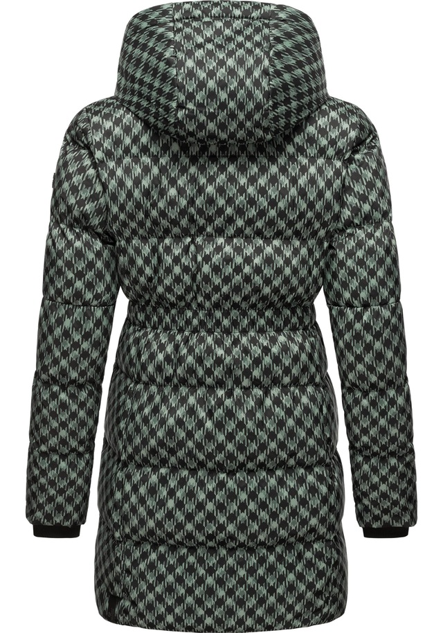 Ragwear Steppmantel »Niara Print« wasserdichter Mantel mit angesagtem Hahnentritt Muster