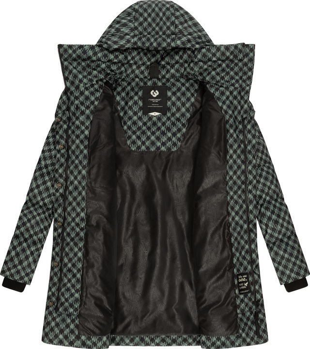 Ragwear Steppmantel »Niara Print« wasserdichter Mantel mit angesagtem Hahnentritt Muster