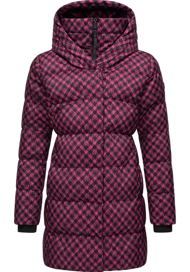 Ragwear Steppmantel »Niara Print« wasserdichter Mantel mit angesagtem Hahnentritt Muster