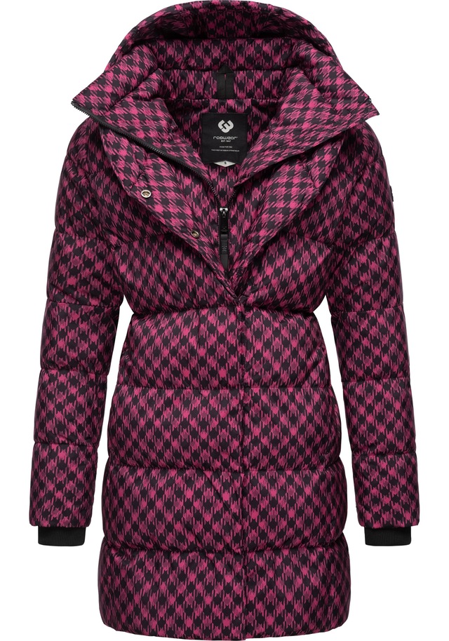 Ragwear Steppmantel »Niara Print« wasserdichter Mantel mit angesagtem Hahnentritt Muster