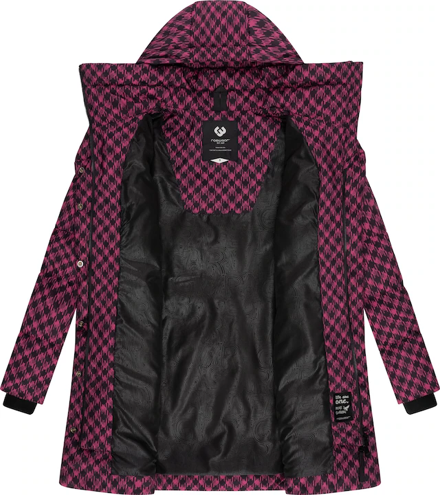 Ragwear Steppmantel »Niara Print« wasserdichter Mantel mit angesagtem Hahnentritt Muster
