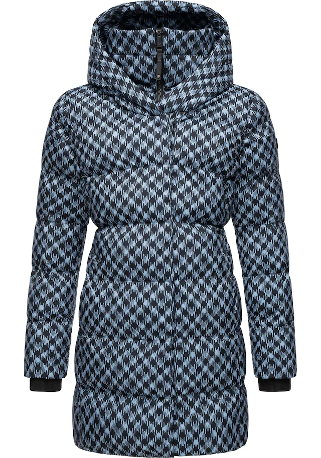 Ragwear Steppmantel »Niara Print« wasserdichter Mantel mit angesagtem Hahnentritt Muster