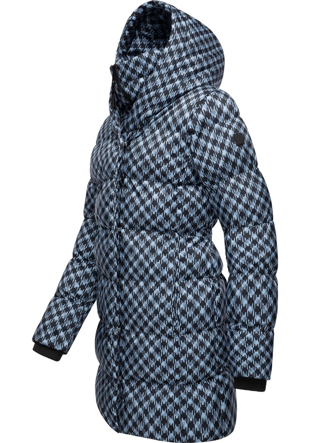 Ragwear Steppmantel »Niara Print« wasserdichter Mantel mit angesagtem Hahnentritt Muster