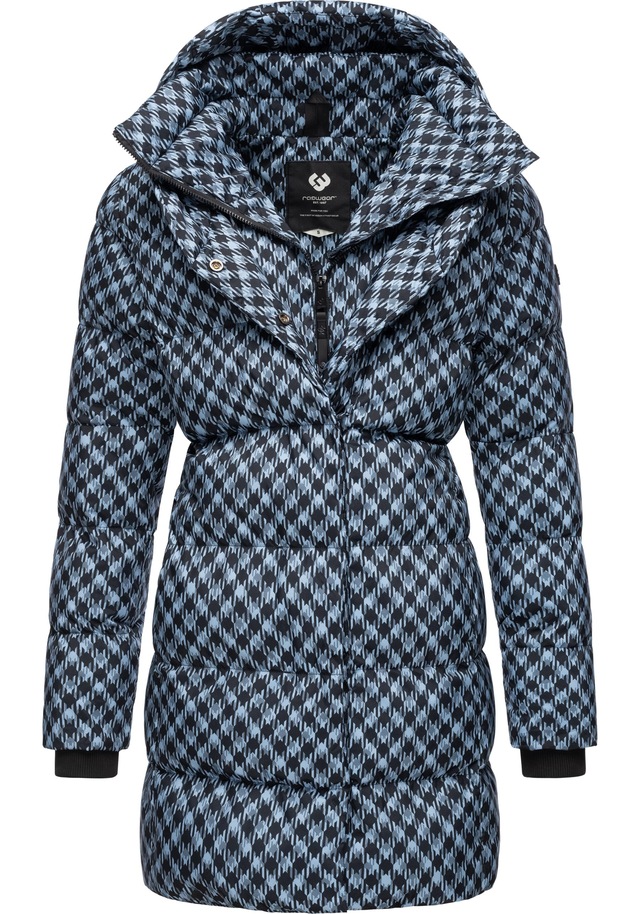 Ragwear Steppmantel »Niara Print« wasserdichter Mantel mit angesagtem Hahnentritt Muster