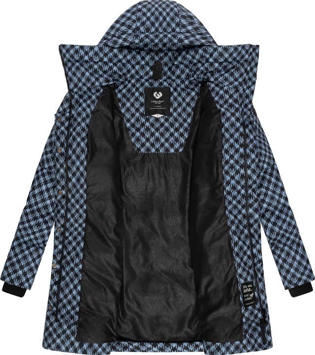 Ragwear Steppmantel »Niara Print« wasserdichter Mantel mit angesagtem Hahnentritt Muster
