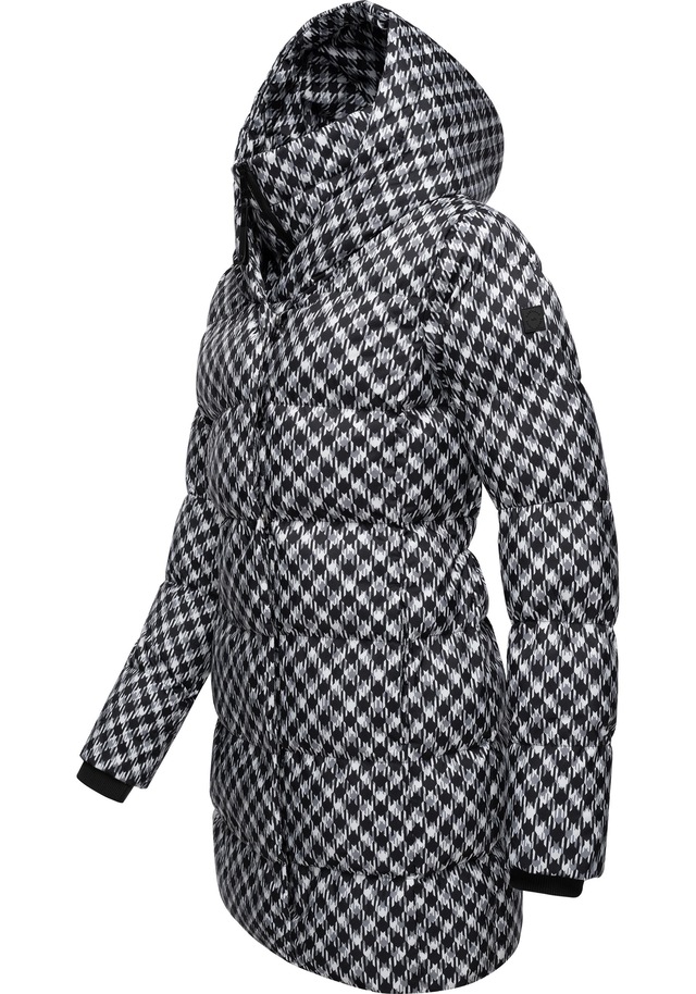 Ragwear Steppmantel »Niara Print« wasserdichter Mantel mit angesagtem Hahnentritt Muster