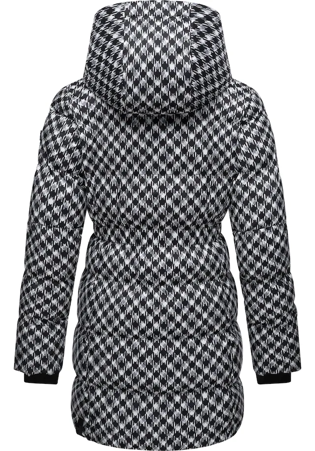 Ragwear Steppmantel »Niara Print« wasserdichter Mantel mit angesagtem Hahnentritt Muster
