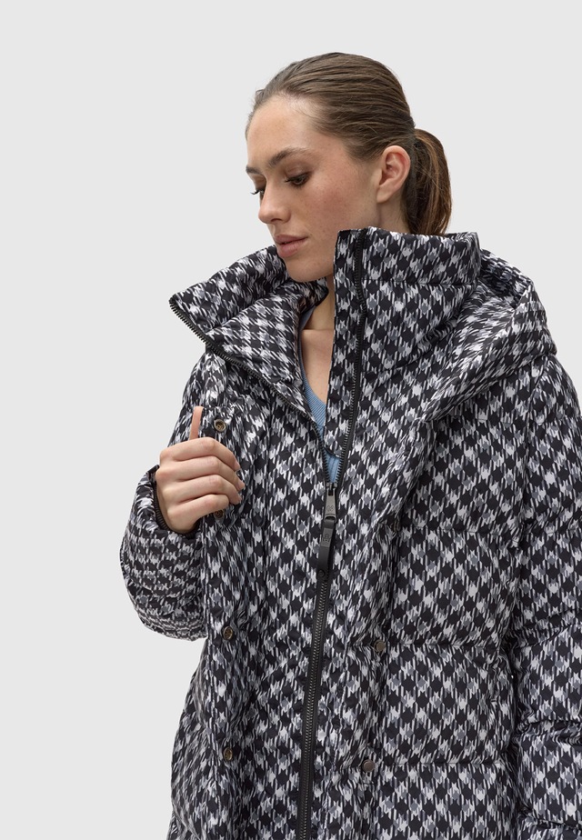 Ragwear Steppmantel »Niara Print« wasserdichter Mantel mit angesagtem Hahnentritt Muster