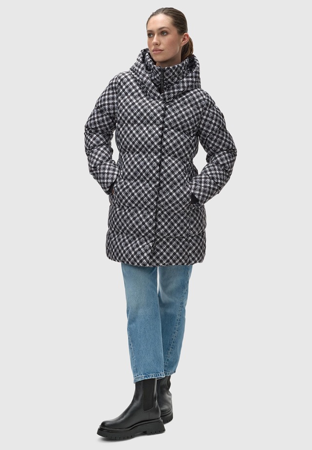 Ragwear Steppmantel »Niara Print« wasserdichter Mantel mit angesagtem Hahnentritt Muster