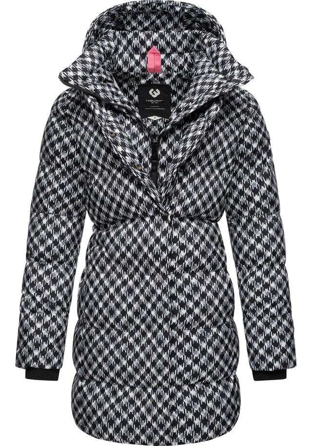 Ragwear Steppmantel »Niara Print« wasserdichter Mantel mit angesagtem Hahnentritt Muster