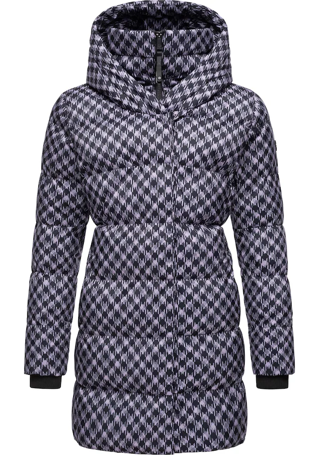 Ragwear Steppmantel »Niara Print« wasserdichter Mantel mit angesagtem Hahnentritt Muster