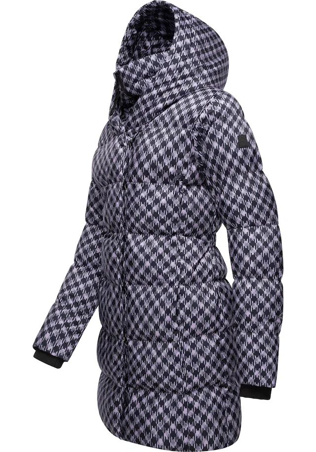 Ragwear Steppmantel »Niara Print« wasserdichter Mantel mit angesagtem Hahnentritt Muster