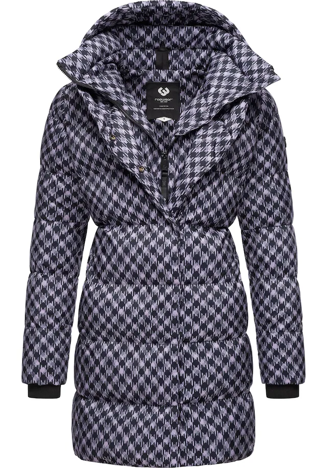 Ragwear Steppmantel »Niara Print« wasserdichter Mantel mit angesagtem Hahnentritt Muster