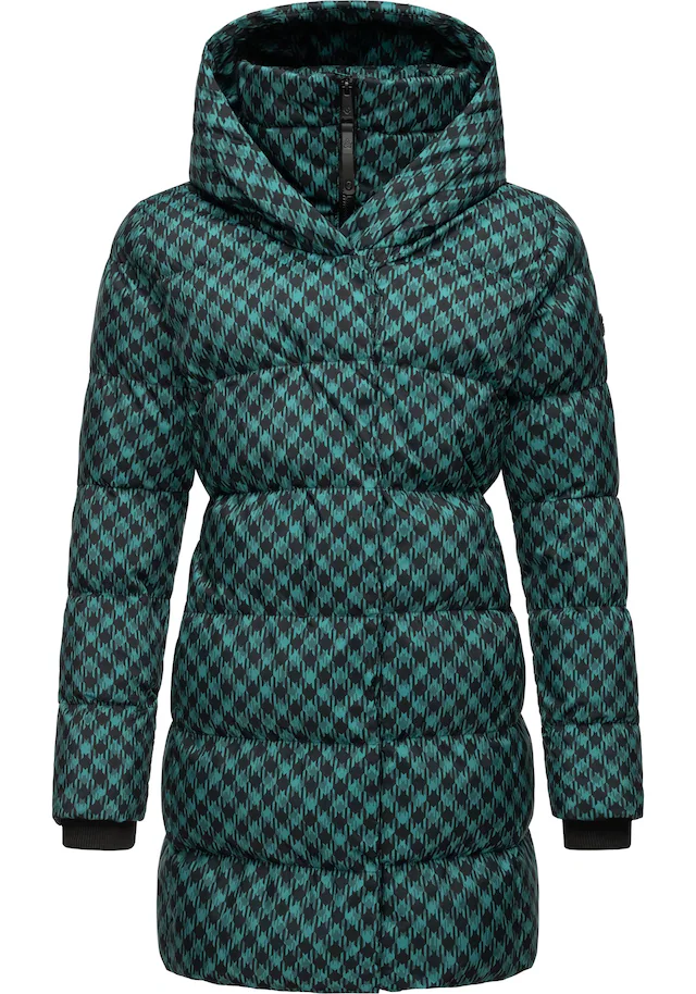 Ragwear Steppmantel »Niara Print« wasserdichter Mantel mit angesagtem Hahnentritt Muster