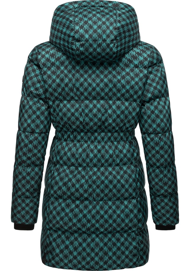 Ragwear Steppmantel »Niara Print« wasserdichter Mantel mit angesagtem Hahnentritt Muster