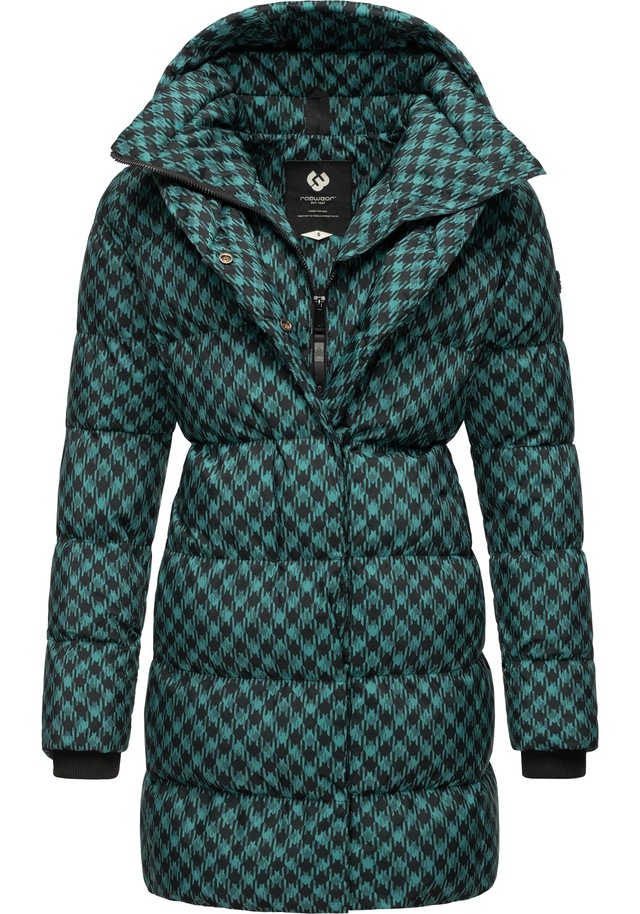 Ragwear Steppmantel »Niara Print« wasserdichter Mantel mit angesagtem Hahnentritt Muster