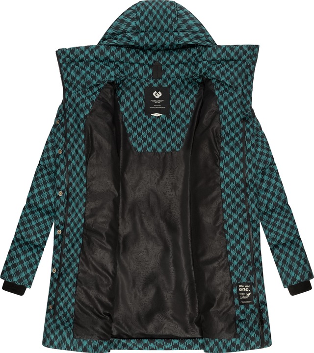 Ragwear Steppmantel »Niara Print« wasserdichter Mantel mit angesagtem Hahnentritt Muster
