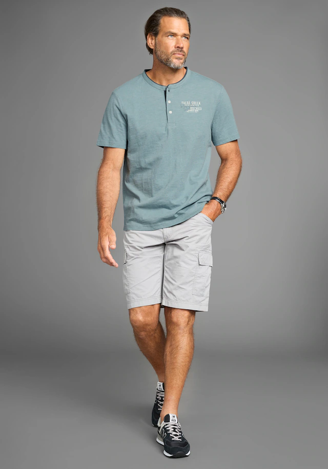 Man's World Henleyshirt mit Stehkragen-Optik und funktionaler Knopfleiste