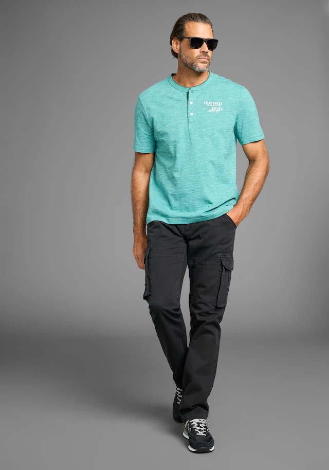 Man's World Henleyshirt mit Stehkragen-Optik und funktionaler Knopfleiste