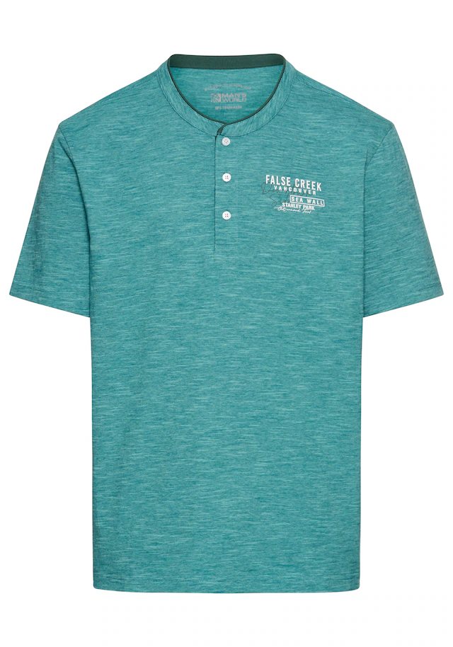 Man's World Henleyshirt mit Stehkragen-Optik und funktionaler Knopfleiste