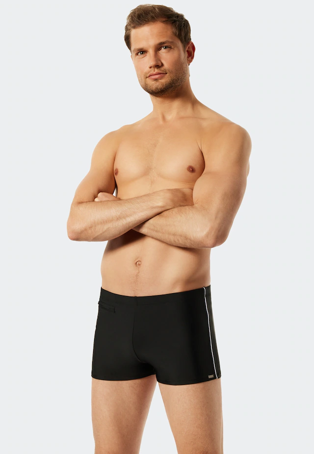Schiesser Badehose »Nautical Casual« mit seitlichen Streifen, flache Reißverschlusstasche