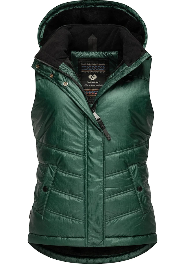 Ragwear Steppweste »Hesty Bling« Wasserdichte Outdoor-Weste mit abnehmbarer Kapuze