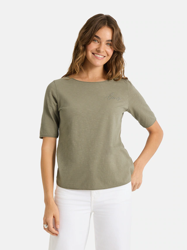 Lieblingsstück Rundhalsshirt »CandiceEP« mit Statement-Stickerei und im Batik-Look