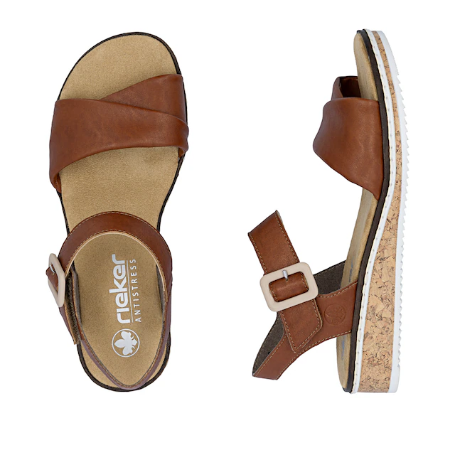 Rieker Sandalette Keilsandale, Sommerschuh, Urlaubsschuh mit Klettriemchen