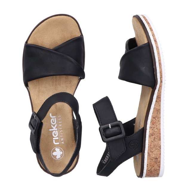 Rieker Sandalette Keilsandale, Sommerschuh, Urlaubsschuh mit Klettriemchen