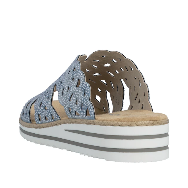 Rieker Pantolette Sommerschuh, Strandschuh, Hausschuh, Keilabsatz, mit Strass-Steinchen