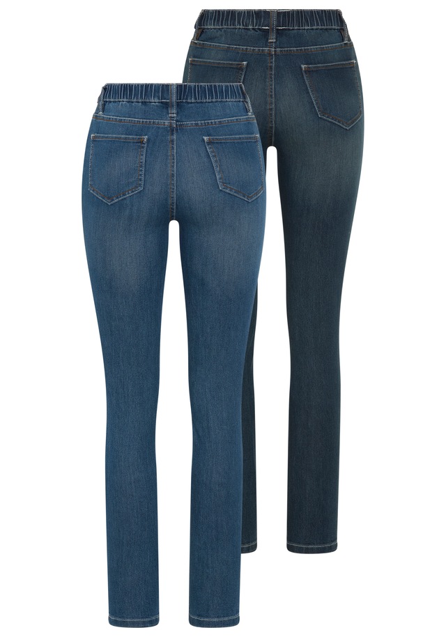 Arizona Jeansjeggings Packung, 2er-Pack, enge Passform, Röhrenjeans, Used-Look-Waschung, hohe Leibhöhe