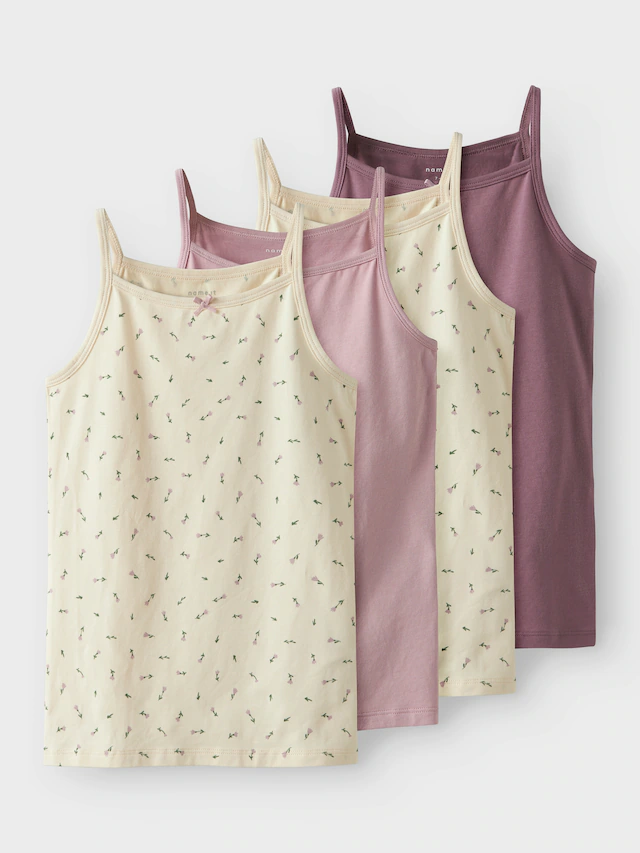 Name It Unterhemd »NKFSTRAP für Mädchen mit Stretchkomfort im 4er-Pack« Packung, 4 Stk. bedruckt, casual, regular fit, Baumwollmischung, Rundhals