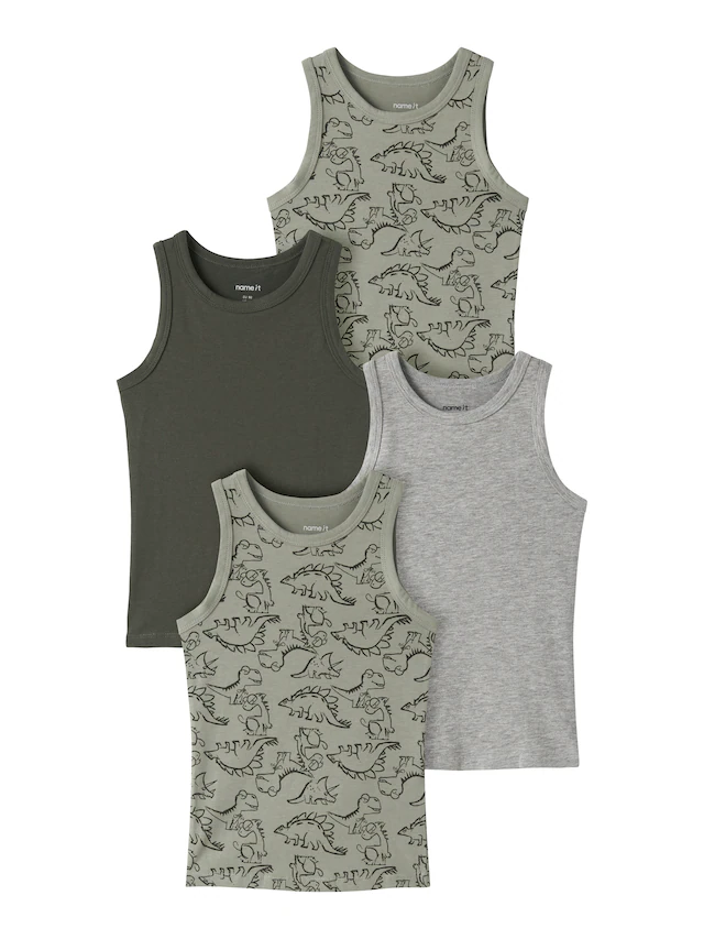 Name It Unterhemd »NKMTANK für Jungen mit Streifen im 4er-Pack« Packung, 4 Stk. gestreift, casual, regular fit, Baumwollmischung, Rundhals