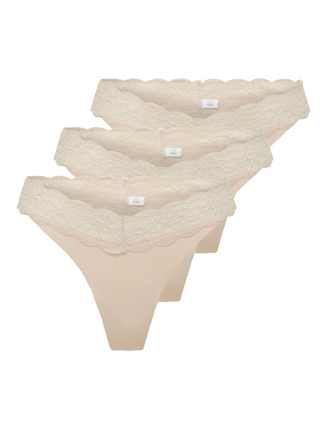 ONLY Tanga »ONLCHLOE LACE S.S THONG 3-PACK ACC« Packung, 3 Stk.