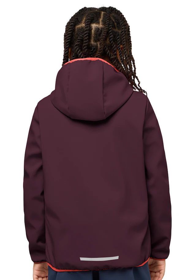 Jack Wolfskin Softshelljacke »FOURWINDS JACKET KIDS« mit Kapuze für Kinder, mit fest verbundener Kapuze, winddicht, gefüttert
