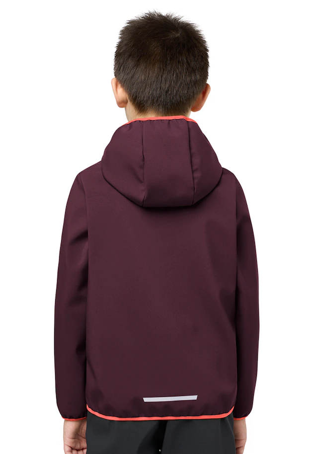 Jack Wolfskin Softshelljacke »FOURWINDS JACKET KIDS« mit Kapuze für Kinder, mit fest verbundener Kapuze, winddicht, gefüttert