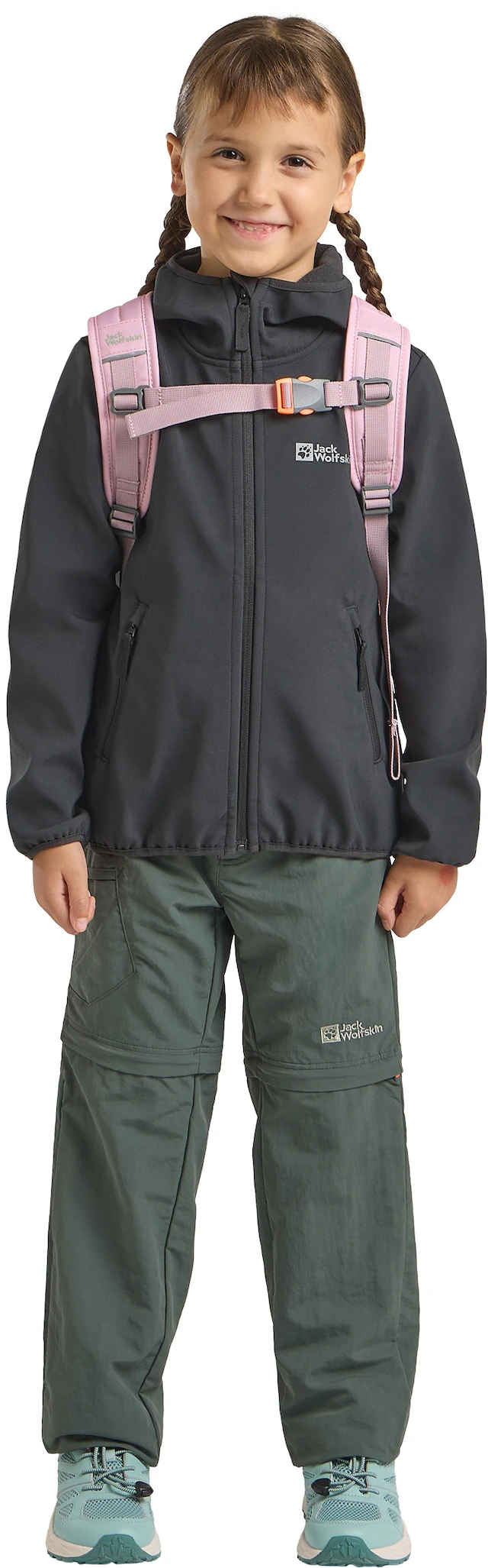 Jack Wolfskin Softshelljacke »FOURWINDS JACKET KIDS« mit Kapuze für Kinder, mit fest verbundener Kapuze, winddicht, gefüttert