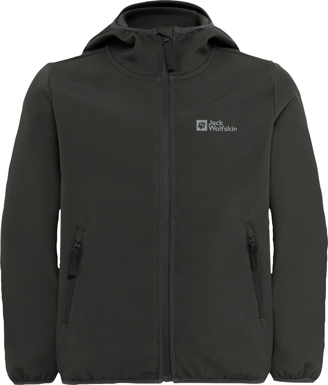 Jack Wolfskin Softshelljacke »FOURWINDS JACKET KIDS« mit Kapuze für Kinder, mit fest verbundener Kapuze, winddicht, gefüttert