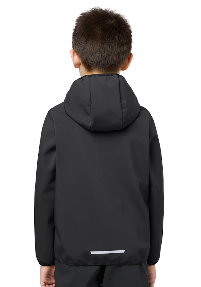 Jack Wolfskin Softshelljacke »FOURWINDS JACKET KIDS« mit Kapuze für Kinder, mit fest verbundener Kapuze, winddicht, gefüttert