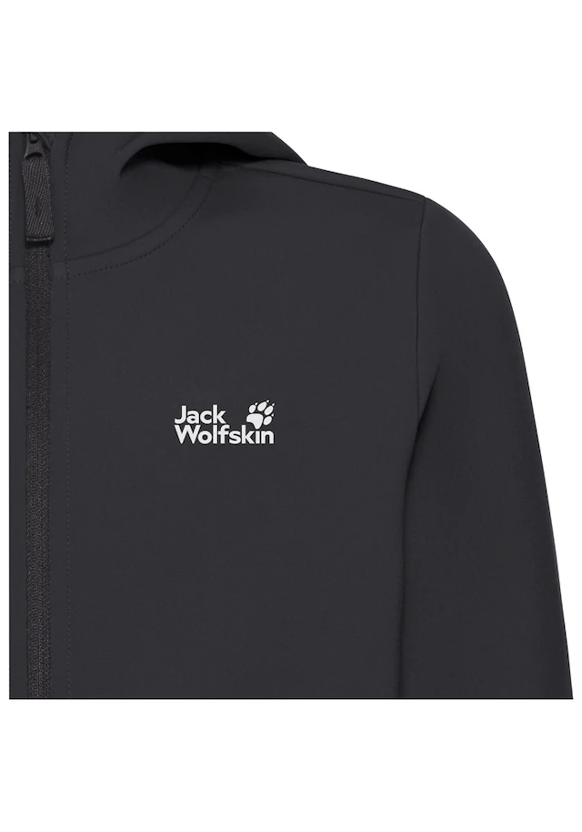 Jack Wolfskin Softshelljacke »FOURWINDS JACKET KIDS« mit Kapuze für Kinder, mit fest verbundener Kapuze, winddicht, gefüttert