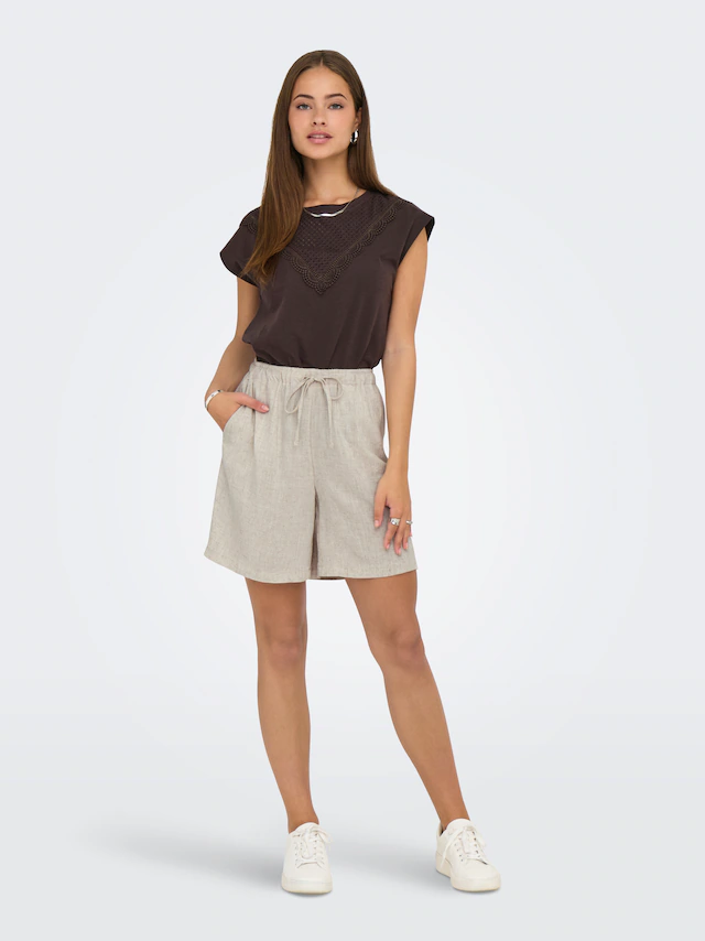 ONLY Shorts »ONLSIESTA MW PULL-UP LIN BL SHORTS NOOS« loose fit, Jersey, Viskosemischung, elastischer Bund, unifarben