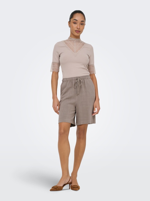 ONLY Shorts »ONLSIESTA MW PULL-UP LIN BL SHORTS NOOS« loose fit, Jersey, Viskosemischung, elastischer Bund, unifarben