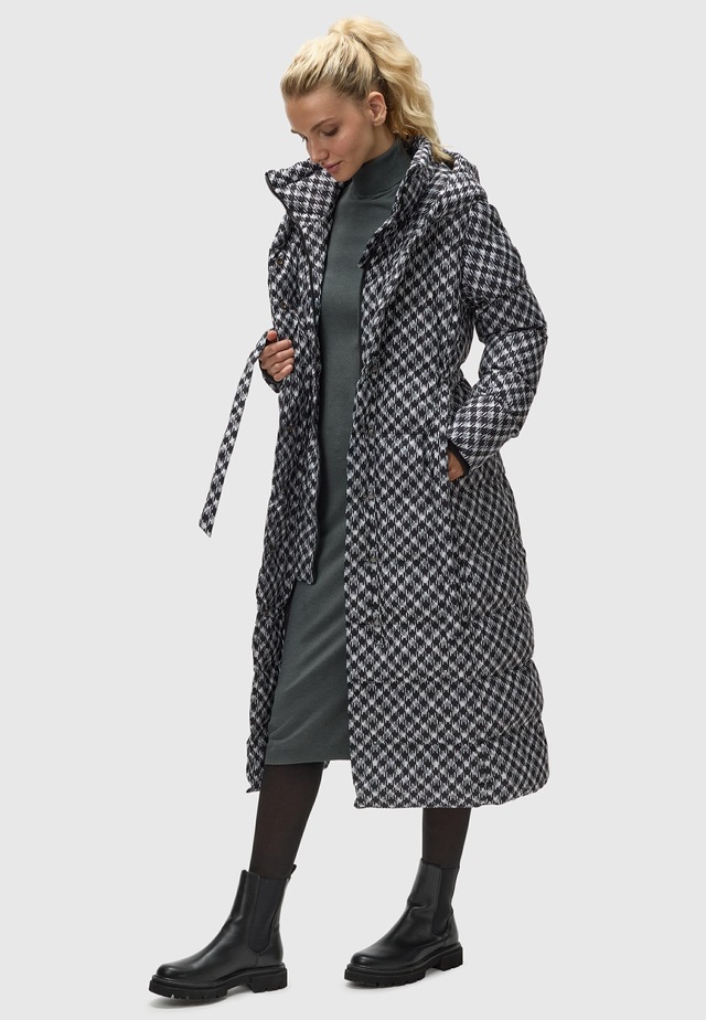 Ragwear Steppmantel »Niara Long Print« wasserdichter Mantel mit angesagtem Hahnentritt Muster