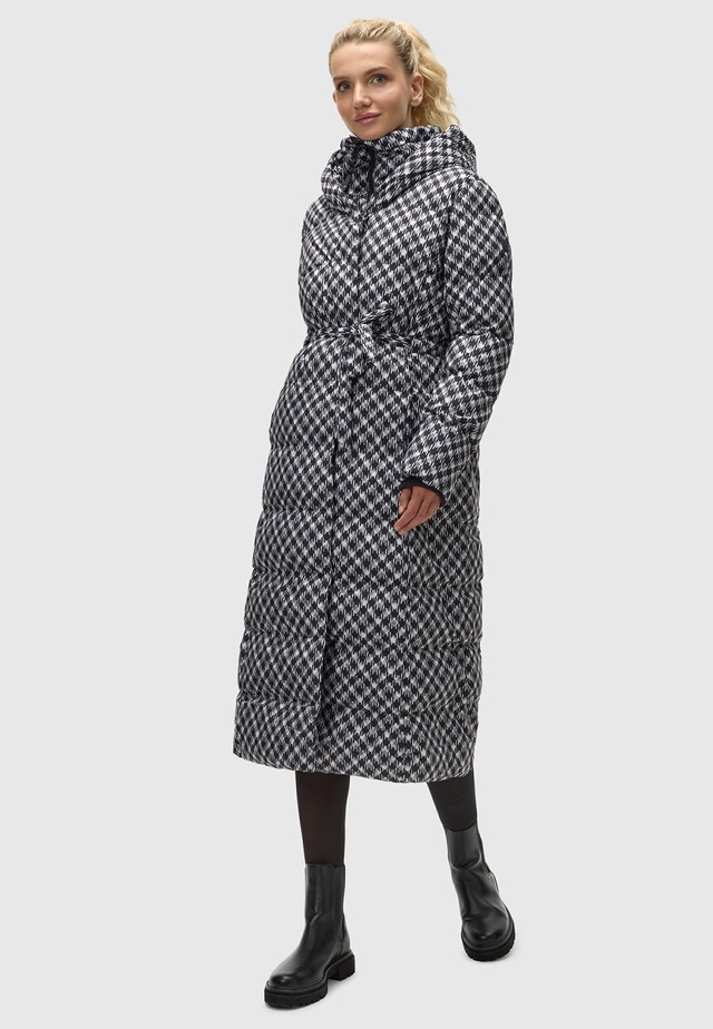 Ragwear Steppmantel »Niara Long Print« wasserdichter Mantel mit angesagtem Hahnentritt Muster